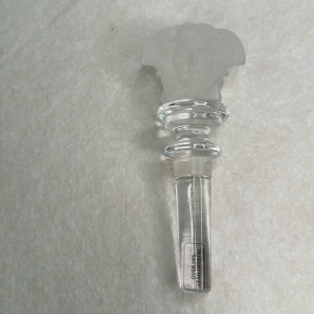 VERSACE FROSTED CLEAR MEDUSA HEAD CRYSTAL BOTTLE STOPPER ROSENTHAL - Picture 2 of 7